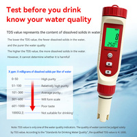 Testeur d'eau TDS EC PH TEMP de haute qualité avec écran LCD rétroéclairé grand écran, design portable, pile LR44, garantie 1 an, OEM/ODM