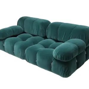 أريكة غرفة معيشة حديثة على شكل حرف L من القماش المخملي أريكة من قطاعات أريكة ماريو