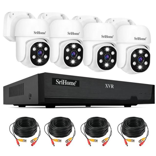 SriHome NVS008-AHD030 5MP HD 4-CH XVR NVR Camera Network Video Recorder Kit Night Vision Security IP Wireless Camera