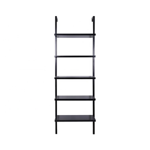 Estantería moderna de <span class=keywords><strong>madera</strong></span> de roble de 5 estantes, superventas, <span class=keywords><strong>escalera</strong></span> abierta de montaje en pared con marco de Metal negro Industrial para comedor - Product Image 5