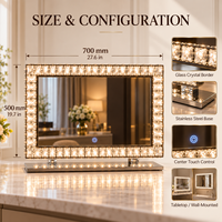Miroir de Salle de Bain LED de Luxe Brillant, Effet Cristal Diamant, Mural, de Maquillage Avec Éclairage LED