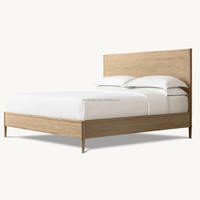 Lit à plateau François RH, style moderne minimaliste, en bois massif, couleur noyer, grand lit, mobilier de chambre pour hôtel et villa