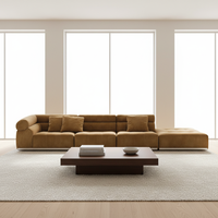 Canapé modulaire sectionnel Coup, style italien minimaliste de luxe, structure en aluminium courbée, revêtement en cuir véritable et tissu en laine pour villa