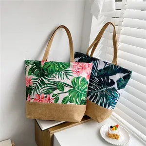 Tropical Floral Printed Beach Bags Damen Einkaufstasche Casual Damen Umhängetasche Canvas Handtaschen