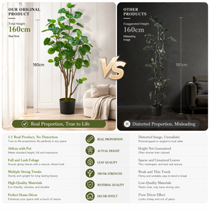 Arbre à monnaie artificiel réaliste en PE, <span class=keywords><strong>Pachira</strong></span>, grande plante en pot pour le sol, écologique, toucher naturel, pour la maison et le jardin - Product Image 6