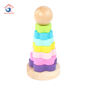 Produits de dropshipping 2026 : Tour en bois Macarons pour enfants, jouets éducatifs précoces, blocs de construction - Product Image 1