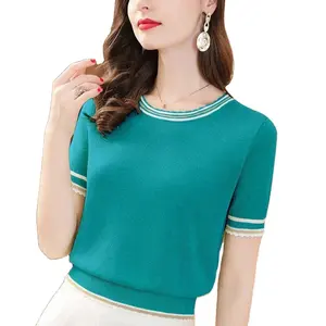 Solide Farben Fitness-T-Shirt O-Ausschnitt lockere Bluse Damenbekleidung Sommer All-Match lässige Pullover Kurzarm-Arbeitshemd