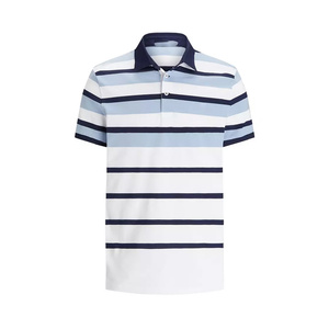 Polo a rayas ecológico para hombre, hecho de algodón orgánico con un patrón de rayas sutiles para un estilo de vida informal y sostenible. - Product Image 1