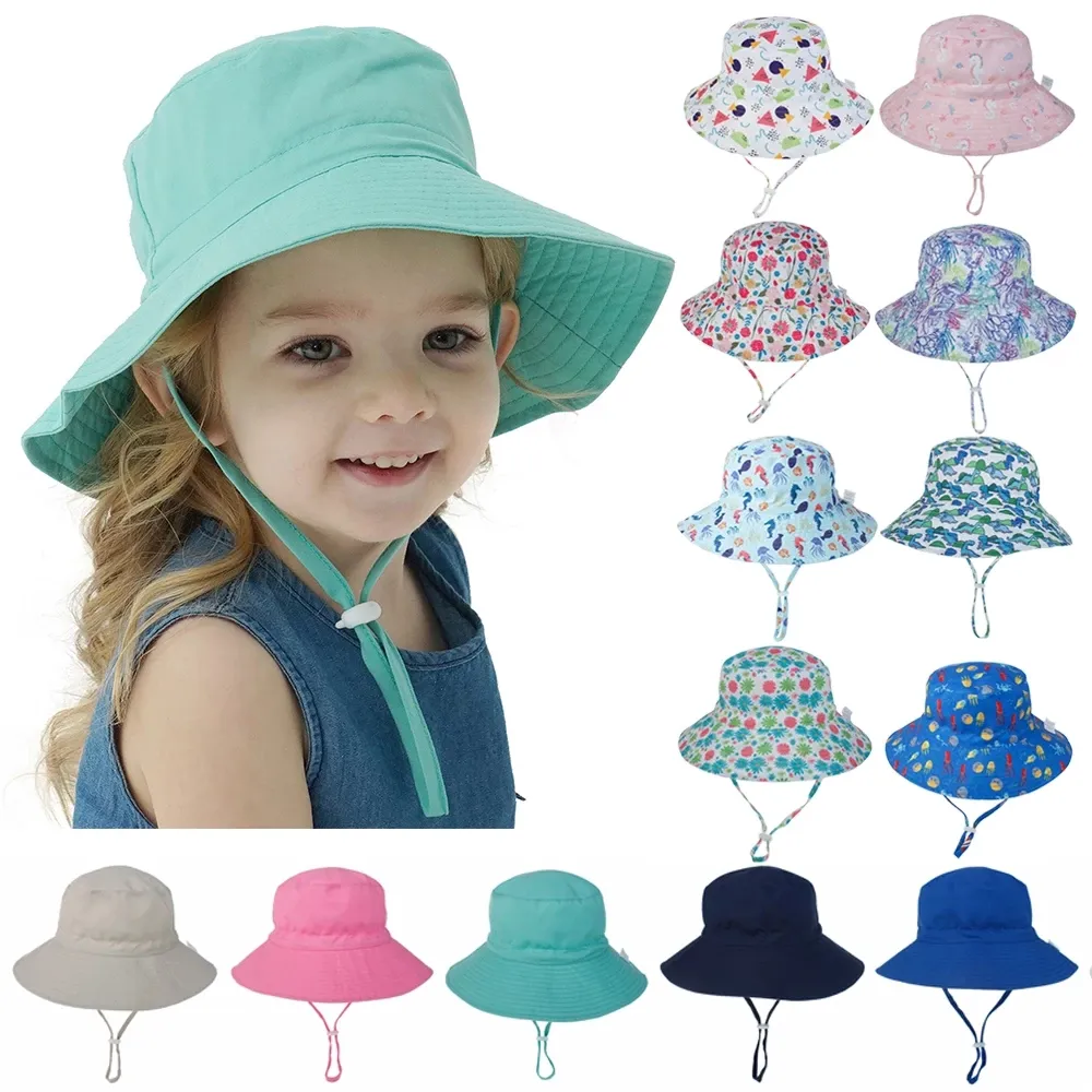 2023 yaz bebek güneş şapkası çocuklar plaj geniş ağız açık oyun Panama şapka UV koruyucu yürümeye başlayan kızlar için kova şapka
