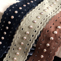 Rivets en microfibre perforée à ultrasons pour veste, garnitures géométriques ajourées pour chapeaux et vêtements, dentelle ethnique pour robes de danse