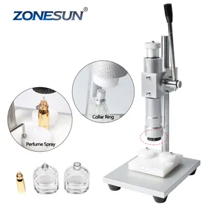 ZONESUN Manual máquina prensadora de Perfume Crimper taponadora Collar de Metal tapa prensa máquina de tapado de Crimper sellos