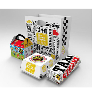 Custom Compostable Kids Set Snack Package French Fries Chicken Wing Fast Food Packaging Hamburger Containers Burger Paper Box