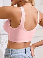Soutien-gorge Confortable Sans Armature Push-Up Fin Uni Respirant en Maille Tricotée à Couvrance Totale 95% Nylon Fermeture Avant pour Adultes Dos en U Confortable