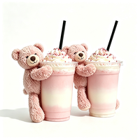 Mini ours en peluche personnalisé à faible MOQ avec fixation Velcro pour tasse à café