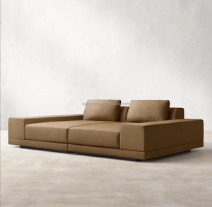 Sofá Cama Sassanid OEM, Nuevo Diseño Italiano Posmoderno de Lujo, Hecho a Mano, en Tela Cortono Color Caramelo Quemado, para Sala de Estar - Product Image 1