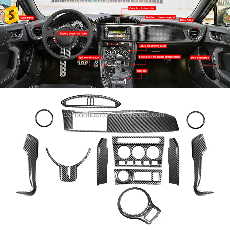 Es 86 Full Sets Real Carbon Fiber Body Kit Auto Interieuraccessoires Koolstofvezel Interieurdecoratie Voor Subaru Brz Toyota 86