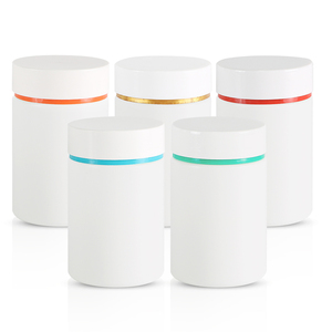 Bouteille en plastique HDPE blanche droite ronde vide avec bouchons colorés 100cc/120cc/135cc/150cc/175cc/200cc - Product Image 1