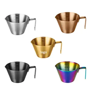 Accesorios para espresso de acero inoxidable, taza medidora con doble escala, jarra para espresso con boca en forma de V, 3,4 OZ/100ML
