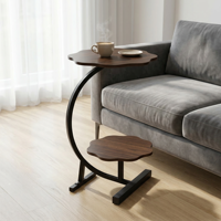 Nouvelle table basse d'appoint durable et moderne pour petit appartement, table de chevet, mobilier de salon, usage domestique, plateau en acier et bois