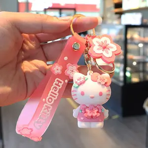 Creative Doll Key Ring 3D Cartoon Anime Character PVC Car Bag Pendant Silicone Keyring with Wrist Strap KeyChain
