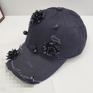 Ultima moda aggiornata donna donna donna nero bianco lavato fiori di strass berretto da Baseball denim cappello da sole papà cappelli da camionista - Product Image 5