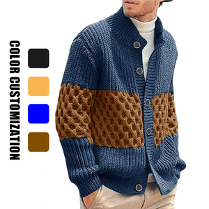 Cable Knit Button Colorblock <span class=keywords><strong>Cardigan</strong></span> Knit Sweater <span class=keywords><strong>Hombre</strong></span> Suéter de punto personalizado Cuello redondo Abrigos personalizados Hombres <span class=keywords><strong>Abrigo</strong></span> de invierno personalizado - Product Image 5