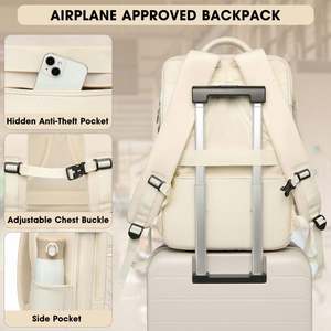 Mochila de Viaje Impermeable y Espaciosa con Múltiples Compartimentos, Puerto de Carga USB, Panel Solar, Aprobada para Avión, Bolsillo Impermeable y Elástico - Product Image 6