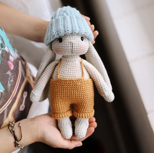 Conejito <span class=keywords><strong>de</strong></span> Orejas Largas Tejido a Mano al por Mayor con Lindo Sombrero y Ropa para Niños, Amigurumi <span class=keywords><strong>de</strong></span> Algodón, Regalos <span class=keywords><strong>de</strong></span> Cumpleaños para Niños - Product Image 6