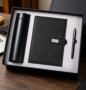 New Diary Luxury Leather Bottle Notebook Journal for Gift Wholesale Promotional Business Pen Thermos Flask Note Book Gift Set - Product Image 1