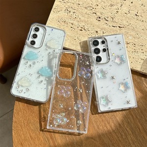 <span class=keywords><strong>Coque</strong></span> de téléphone antichoc transparente à paillettes et strass, motif nuage, cerise et étoile, esthétique fraîche pour <span class=keywords><strong>Samsung</strong></span> Galaxy S26 S25 S24 A05 - Product Image 1