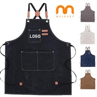Tablier de cuisine en toile noire personnalisé avec logo, réglable, pour barista, boulanger, barbecue, jardin, et pour les professionnels du thé au lait - Vente en gros