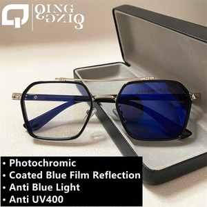 2026 Sunglasses Photochromic Lenses Photogray Lunette - Anti UV400 Transparent <strong>Grey</strong> <strong>Frame</strong> for Outdoor &amp; Phone Screen Use - Product Image 2