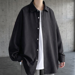 Chemises à manches longues boutonnées noires pour hommes, mode coréenne pour jeunes 2023, style Harajuku, surdimensionnées, en satin respirant, décontractées, pour l'automne, taille 5XL - Product Image 3
