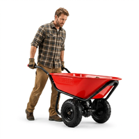 Brouette manuelle Tayo robuste en plastique rouge à double roue, modèle EWD260, garantie 6 mois, pour usage en jardinage