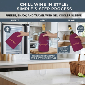 Manchon isotherme personnalisé pour <span class=keywords><strong>bouteille</strong></span> de vin avec logo – Garde le vin au frais longtemps – Idéal pour les bouteilles de <span class=keywords><strong>Prosecco</strong></span>, de champagne et de bière - Product Image 5