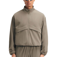 Veste Safari Décontractée Homme OEM Hiver en Toile de Haute Qualité Col Montant Respirante Couleur Unie Épaules Tombantes Style Coach Teinte Unie Fermeture Éclair