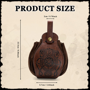Kaidi qua biên giới Thời Trung Cổ Viking phong cách retro Túi với dây đeo, ví tiền xu, Halloween cosplay da eo - Product Image 2
