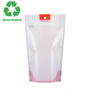 Eco Friendly ricicla 8Oz 120micron PE angolo rotondo in plastica buona tenuta in piedi forte custodia con cerniera borsa per imballaggio