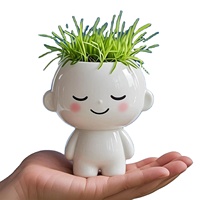 Kit DIY de culture de plantes en pot avec figurine en céramique, boîte mystère esthétique pour enfants, cadeau d'observation de plantes, décoration créative