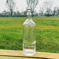 Bouteille de luxe en alliage d'aluminium, finition à vis Unique, antique à porter au dessus du cou, forme spéciale, vide, whisky transparent, 750 ml, 1 pièce