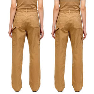 Pantalones DE TRABAJO altos para hombres, pantalones de algodón duraderos de longitud Extra larga, pantalones holgados de cintura de tiro medio, pantalones <span class=keywords><strong>Cargo</strong></span> para hombres - Product Image 2