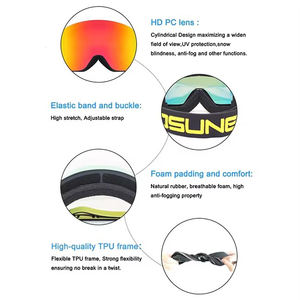 משקפי סקי UV400 הגנה משקפי סנובורד עמידים לרוח ללא מסגרת אוורור אוויר קצף עדשה מקוטבת משקפי סקי מרשם - Product Image 3