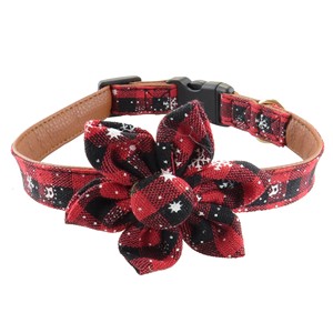 Colliers pour chien à carreaux de Noël avec nœud papillon, boucle réglable pour petits chiens, style hiver, motif rouge et vert - Product Image 6