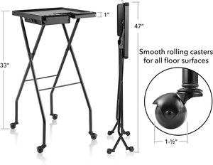 Modelling Division Equipment Plastic Beauty Salon Trolley Foldable 4-Wheel <b>Tray</b> with Magnetic Bowls Home Use - Product Image 2