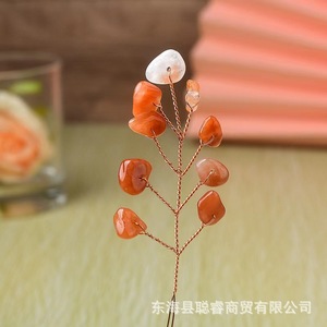 Crystal <b>Tree</b> <b>Branches</b> With Natural Stone Pebbles Copper Wire Handmade Diy Home Decoration - Product Image 4