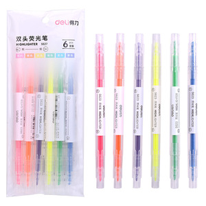 Deli S627 Dual-Ended Highlighter Pen 6 Colors Thick And Thin Tip For Students Stationery - Product Image 4