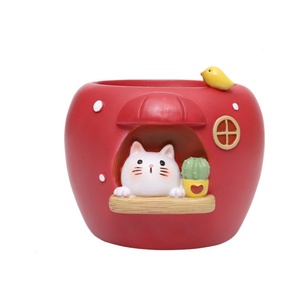 <span class=keywords><strong>Petit</strong></span> <span class=keywords><strong>pot</strong></span> de fleurs de bureau artisanal créatif, motif maison <span class=keywords><strong>pomme</strong></span> de dessin animé, peint à la craie, pour l'horticulture et le commerce extérieur - Product Image 5