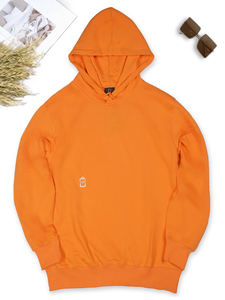 <b>Men's</b> Athletic <b>Hoodies</b> Slim Fit 100% Cotton Custom Oversized Lightweight Embroidered Design Solid <b>Orange</b> Long Sleeve <b>for</b> Autumn - Product Image 5