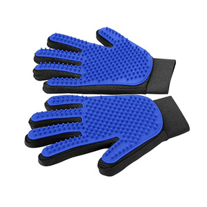 Gants de toilettage pour animaux Imia, brosse de massage en silicone bleue pour l'élimination des poils de chien, soins de bain - Product Image 5