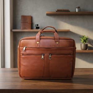 Bolso Mensajero para Portátil de Cuero Genuino, Estilo Simple, Cierre con Asa, Gran Capacidad, Impermeable y Ecológico - Product Image 4